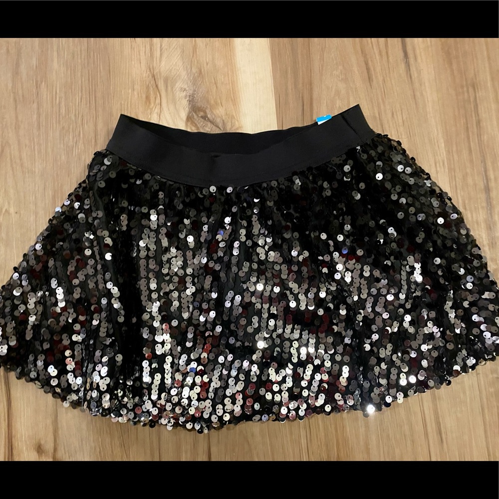 NWT Justice black sequined skirt